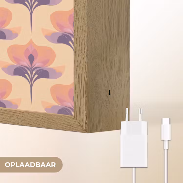 Botanisch - Patroon - Pastel Light Box met batterij (Wandlamp) middel 907 -USP_websiteoplaadbaarNL