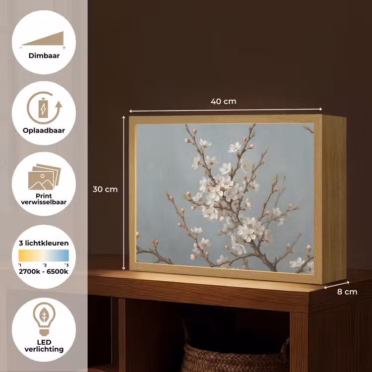 Botanisch - Stilleven - Blauw Light Box met batterij (Wandlamp) middel -USP_websiteoverzichtNL