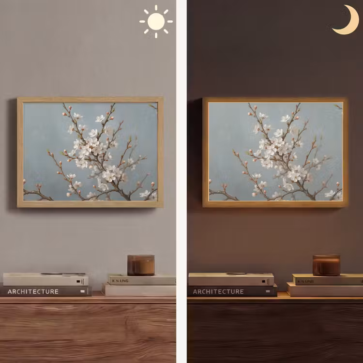 Botanisch - Stilleven - Blauw Light Box met batterij (Wandlamp) middel -sfeer3