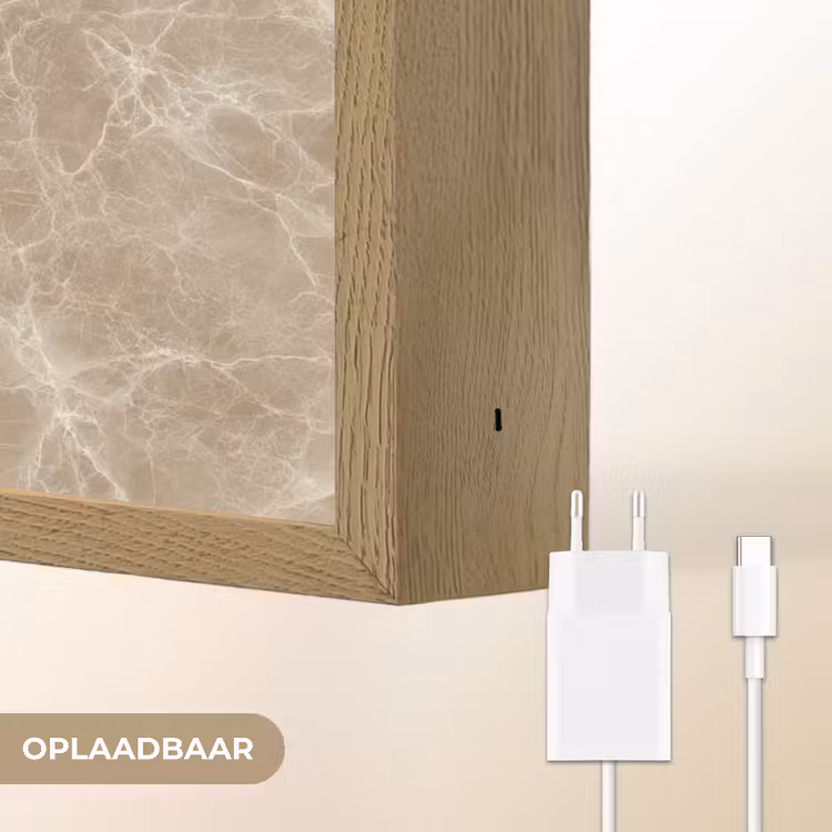Bruin - Kristaladers - Marmer Light Box met batterij (Wandlamp) middel 907 -USP_websiteoplaadbaarNL