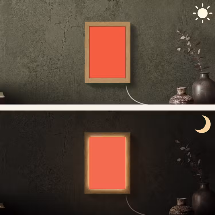 Burnt - Coral - Oranje Light Box met kabel (Wandlamp) klein 929 -sfeer3
