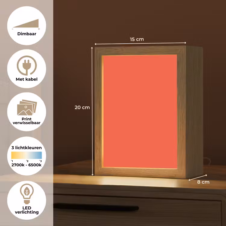 Burnt - Coral - Oranje Light Box met kabel (Wandlamp) klein 929 -USP_websiteoverzichtNL