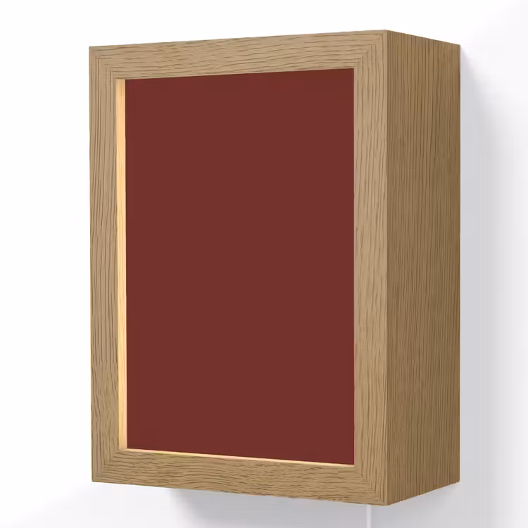 Burnt - Mahogany - Rood Light Box met kabel (Wandlamp) klein 929 -3d