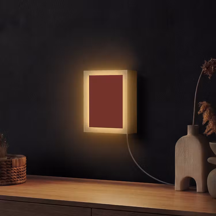 Burnt - Mahogany - Rood Light Box met kabel (Wandlamp) klein 929 -sfeer1