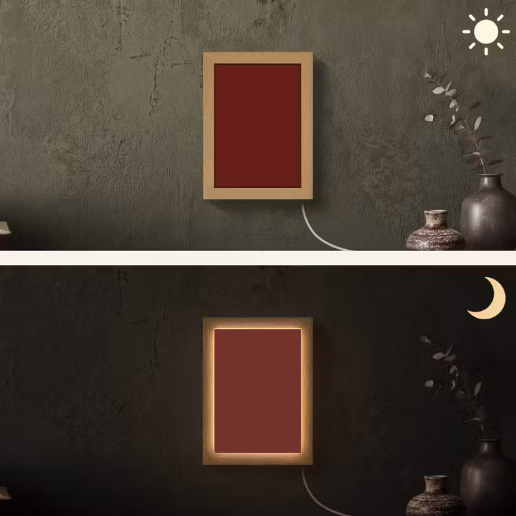 Burnt - Mahogany - Rood Light Box met kabel (Wandlamp) klein 929 -sfeer3