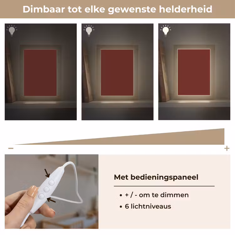Burnt - Mahogany - Rood Light Box met kabel (Wandlamp) klein 929 -USP_dimbaarNL