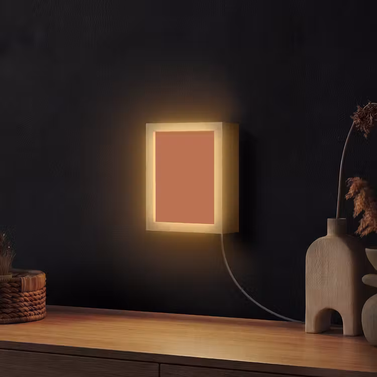 Burnt - Sienna - Oranje Light Box met kabel (Wandlamp) klein 929 -sfeer1