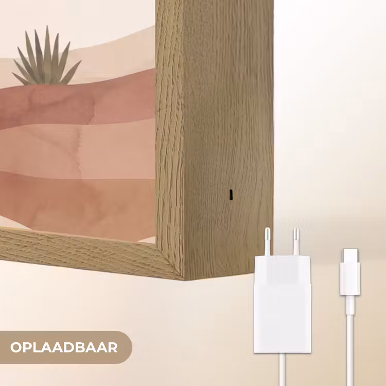 Cactus - Duinen - Modern - Landschap - Groen Light Box met batterij (Wandlamp) middel -USP_websiteoplaadbaarNL