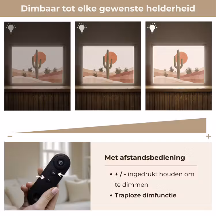 Cactus - Duinen - Modern - Landschap - Groen Light Box met batterij (Wandlamp) middel -USP_dimbaarNL