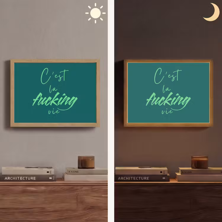 c'est la fucking vie - Groen - Handgeschreven Light Box met batterij (Wandlamp) middel -sfeer3