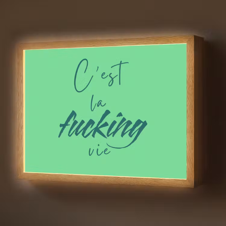 c'est la fucking vie - Groen - Penseelstijl Light Box met batterij (Wandlamp) middel -z3d_website