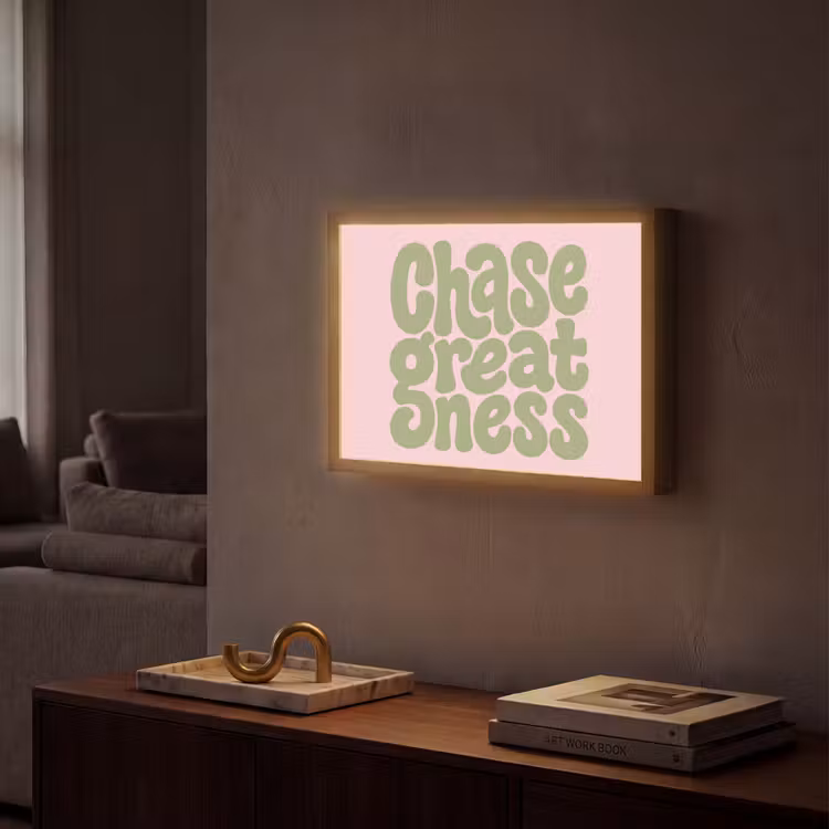 Chase greatness - Groen - Roze - Retro Light Box met batterij (Wandlamp) middel -sfeer1