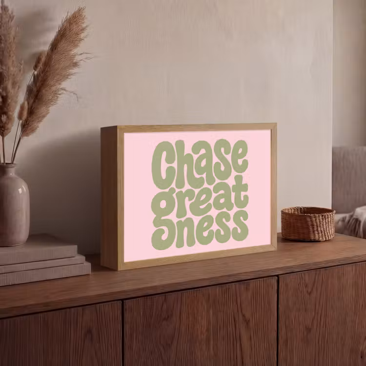 Chase greatness - Groen - Roze - Retro Light Box met batterij (Wandlamp) middel -sfeer2