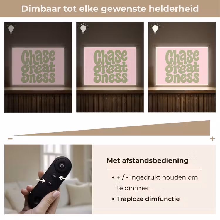 Chase greatness - Groen - Roze - Retro Light Box met batterij (Wandlamp) middel -USP_dimbaarNL