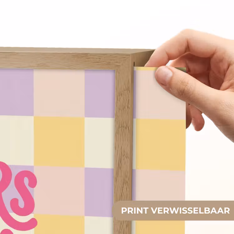 Cheers Chica - Ruitjes - Lila - Geel Light Box met batterij (Wandlamp) middel -USP_websiteprintNL