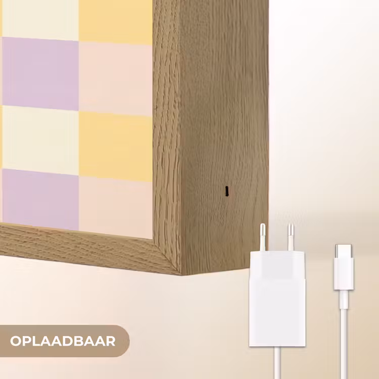 Cheers Chica - Ruitjes - Lila - Geel Light Box met batterij (Wandlamp) middel -USP_websiteoplaadbaarNL