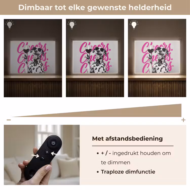 Cheers - Hond - Roze - Wijn Light Box met batterij (Wandlamp) middel -USP_dimbaarNL