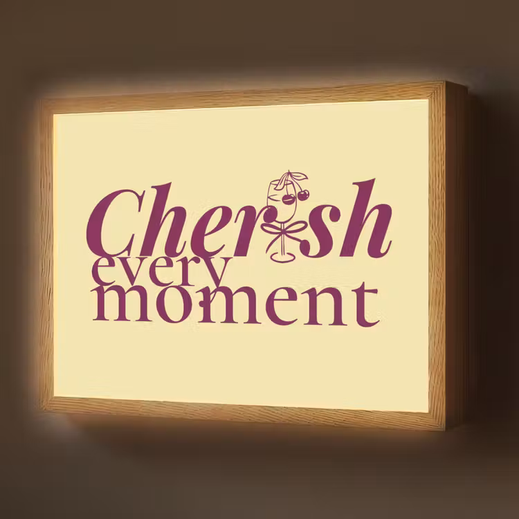 Cherish every moment - Cocktailglas - Geel Light Box met batterij (Wandlamp) middel -z3d_website