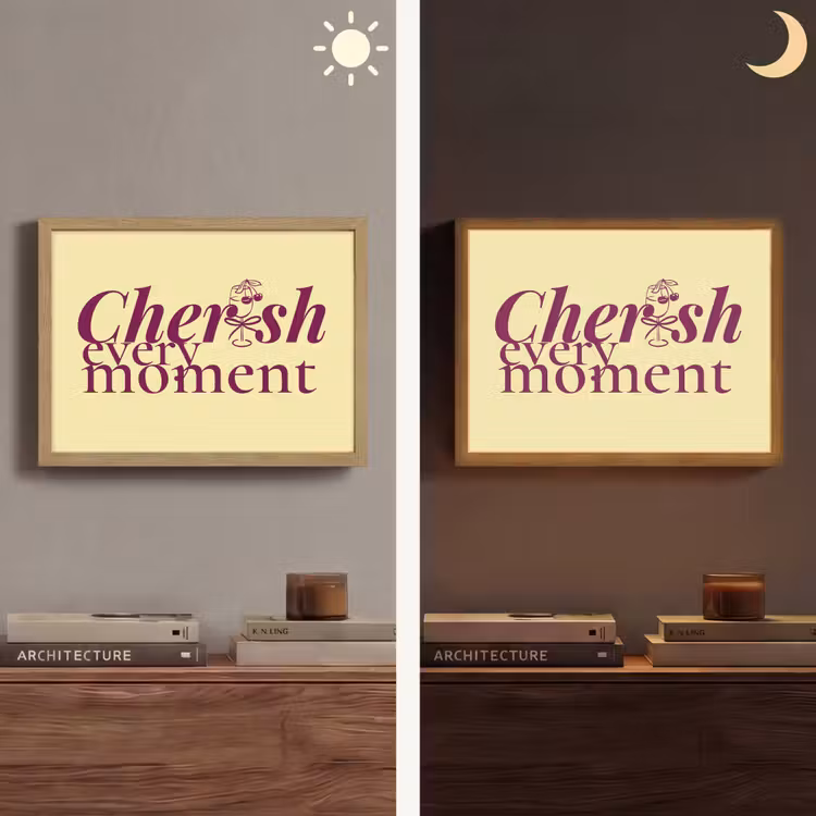 Cherish every moment - Cocktailglas - Geel Light Box met batterij (Wandlamp) middel -sfeer3