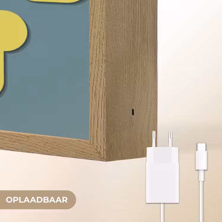 Chill out - Geel - Blauw Light Box met batterij (Wandlamp) middel -USP_websiteoplaadbaarNL