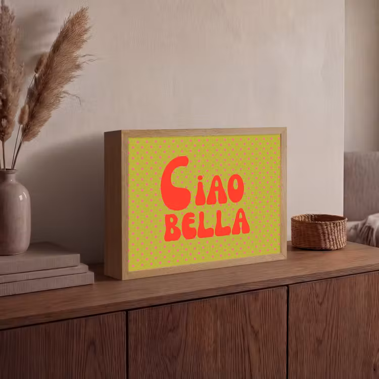 Ciao bella - Rood - Groen - Stippen Light Box met batterij (Wandlamp) middel -sfeer2