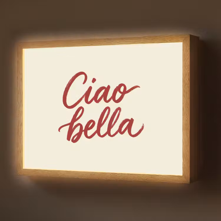 Ciao bella - Rood - Wit - Minimalistisch Light Box met batterij (Wandlamp) middel -z3d_website