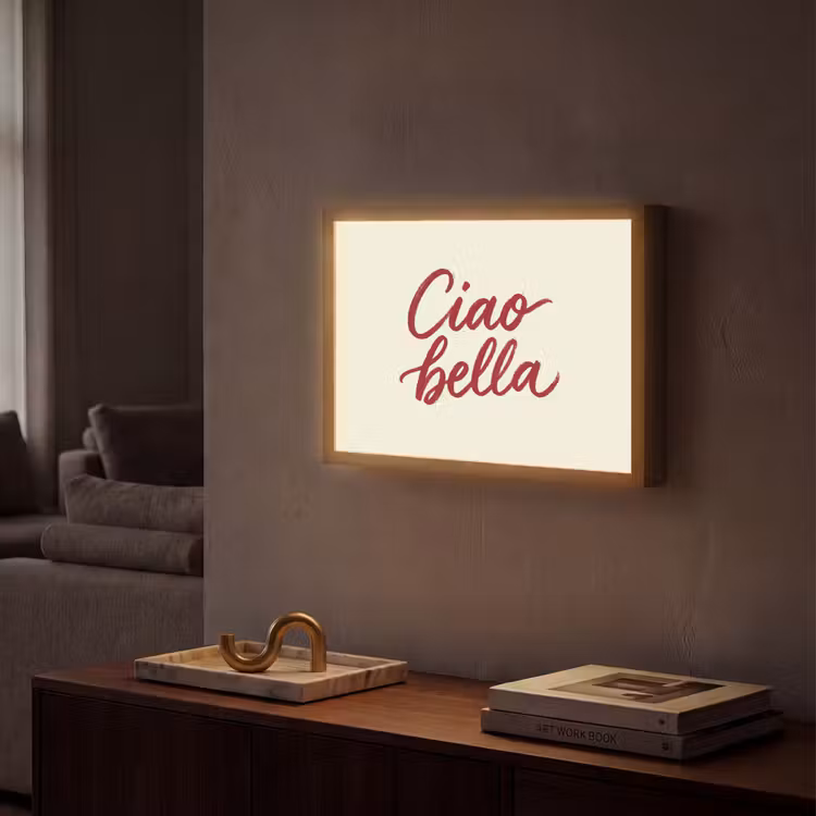 Ciao bella - Rood - Wit - Minimalistisch Light Box met batterij (Wandlamp) middel -sfeer1