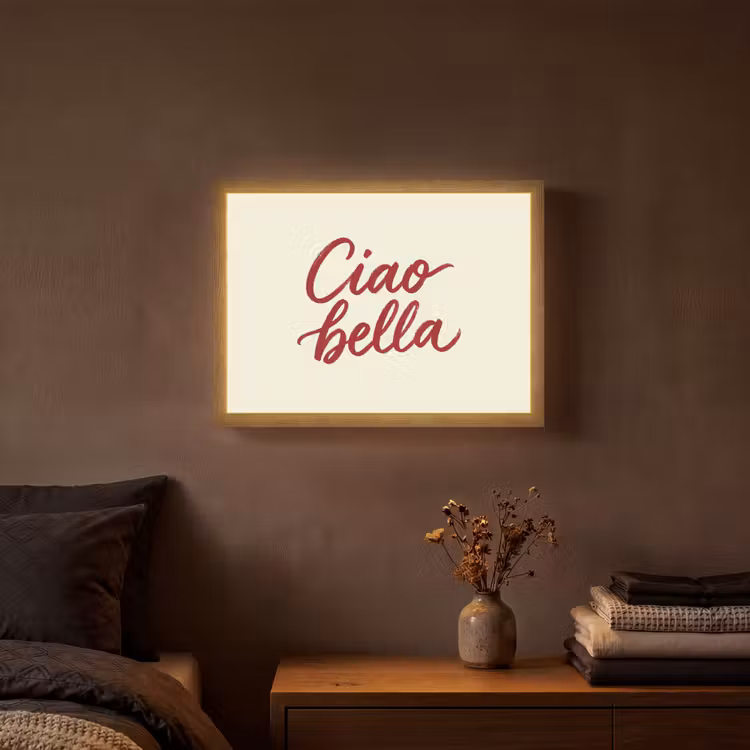 Ciao bella - Rood - Wit - Minimalistisch Light Box met batterij (Wandlamp) middel -sfeer4