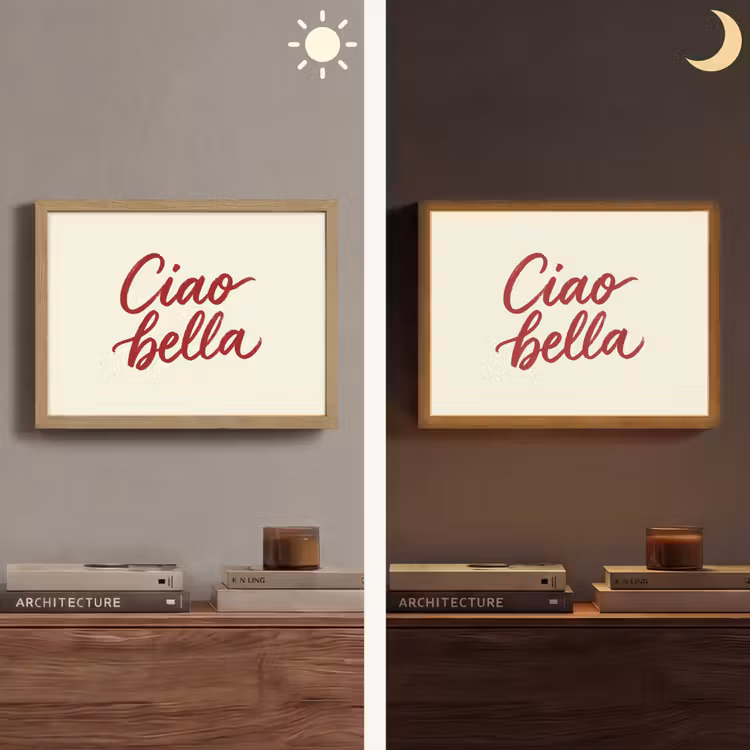 Ciao bella - Rood - Wit - Minimalistisch Light Box met batterij (Wandlamp) middel -sfeer3