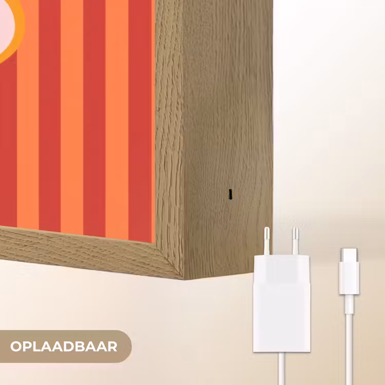 Ciao bella - Tekstwolk - Strepen - Oranje Light Box met batterij (Wandlamp) middel -USP_websiteoplaadbaarNL