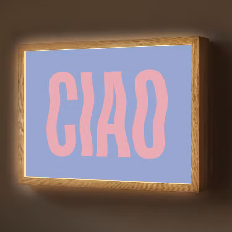 Ciao - Roze - Blauw - Golvend Light Box met batterij (Wandlamp) middel -z3d_website