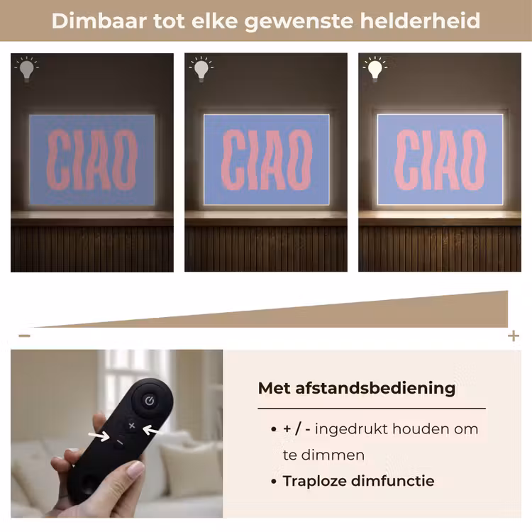 Ciao - Roze - Blauw - Golvend Light Box met batterij (Wandlamp) middel -USP_dimbaarNL