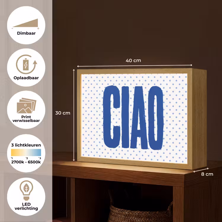 Ciao - Stippen - Roze - Wit Light Box met batterij (Wandlamp) middel -USP_websiteoverzichtNL