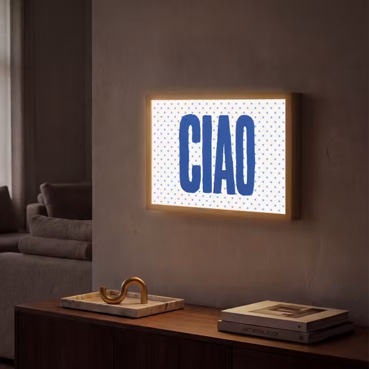 Ciao - Stippen - Roze - Wit Light Box met batterij (Wandlamp) middel -sfeer1
