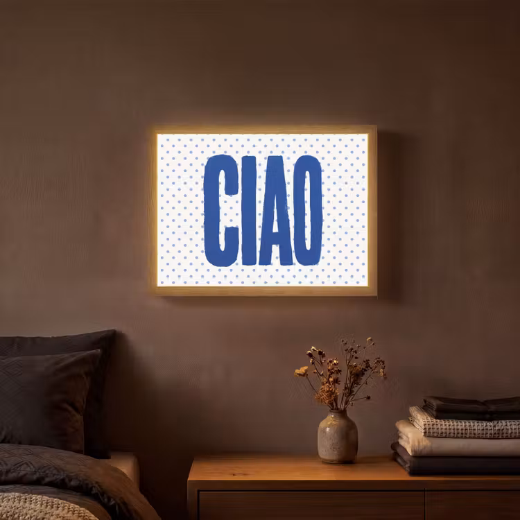 Ciao - Stippen - Roze - Wit Light Box met batterij (Wandlamp) middel -sfeer4