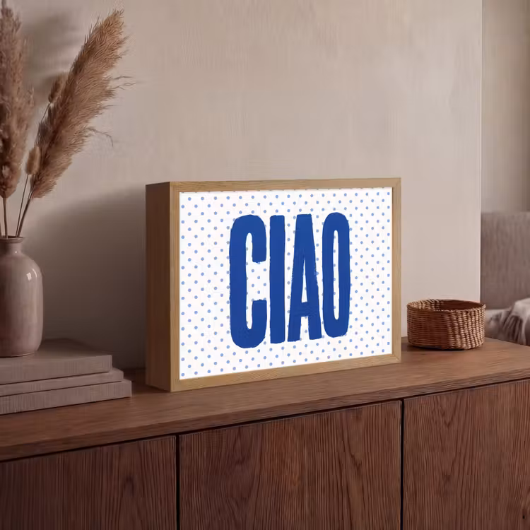 Ciao - Stippen - Roze - Wit Light Box met batterij (Wandlamp) middel -sfeer2