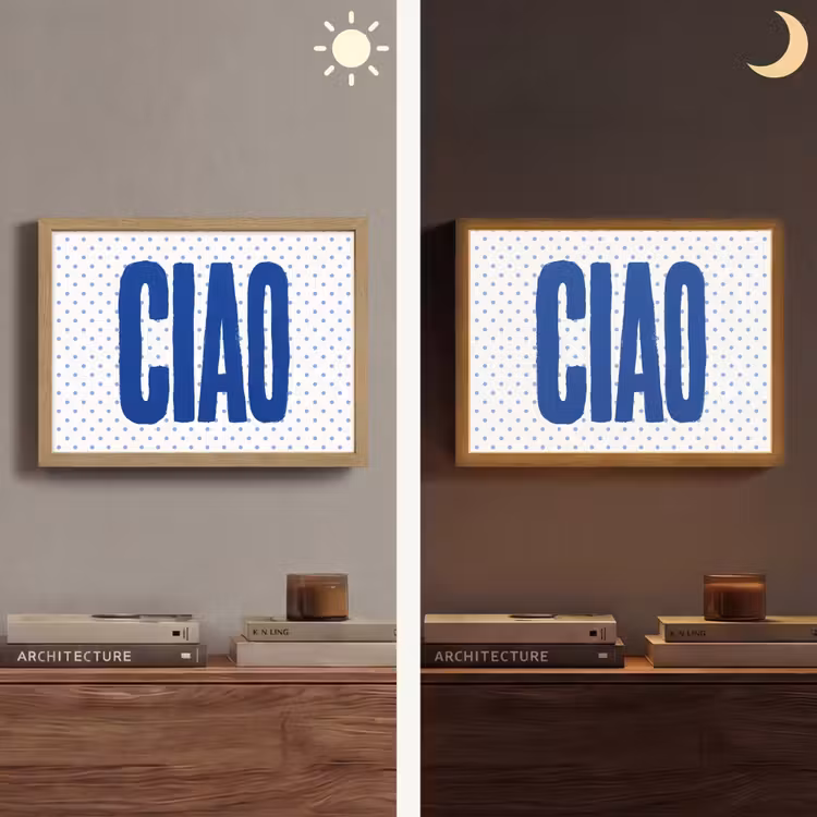 Ciao - Stippen - Roze - Wit Light Box met batterij (Wandlamp) middel -sfeer3