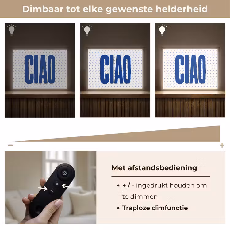 Ciao - Stippen - Roze - Wit Light Box met batterij (Wandlamp) middel -USP_dimbaarNL