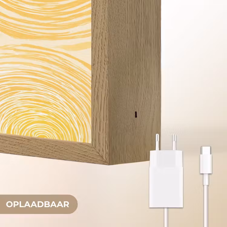 Cirkels - Abstract - Artistiek - Geel Light Box met batterij (Wandlamp) middel 907 -USP_websiteoplaadbaarNL