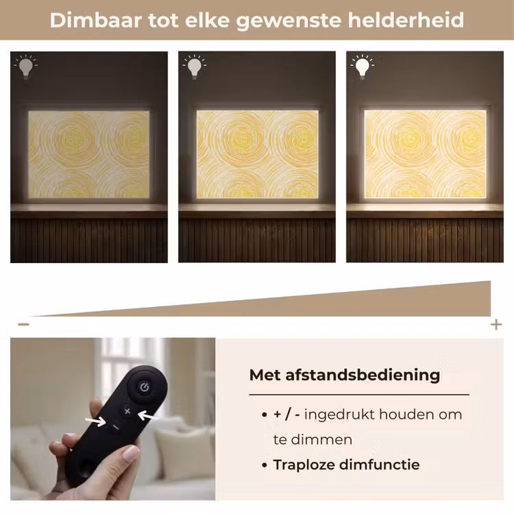 Cirkels - Abstract - Artistiek - Geel Light Box met batterij (Wandlamp) middel 907 -USP_dimbaarNL