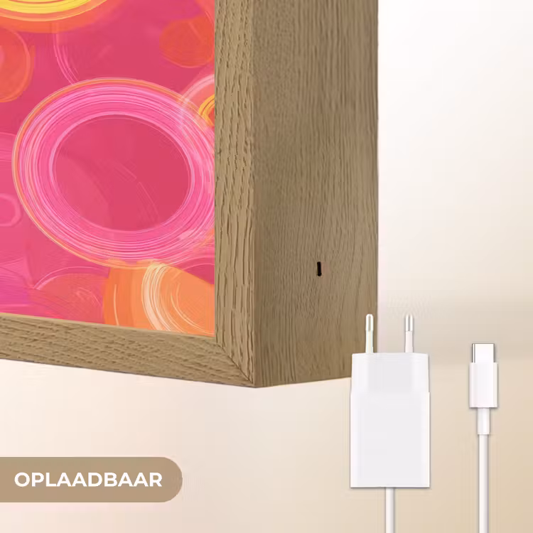 Cirkels - Design - Kleurrijk Light Box met batterij (Wandlamp) middel 907 -USP_websiteoplaadbaarNL