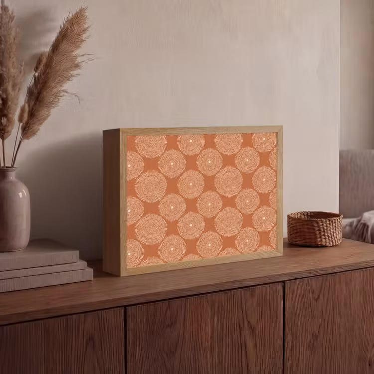Cirkels - Grafisch - Patroon - Terracotta Light Box met batterij (Wandlamp) middel 907 -sfeer2
