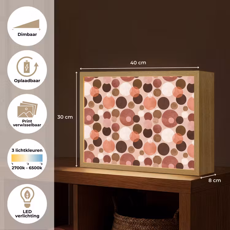 Cirkels - Modern - Kleurrijk Light Box met batterij (Wandlamp) middel 907 -USP_websiteoverzichtNL