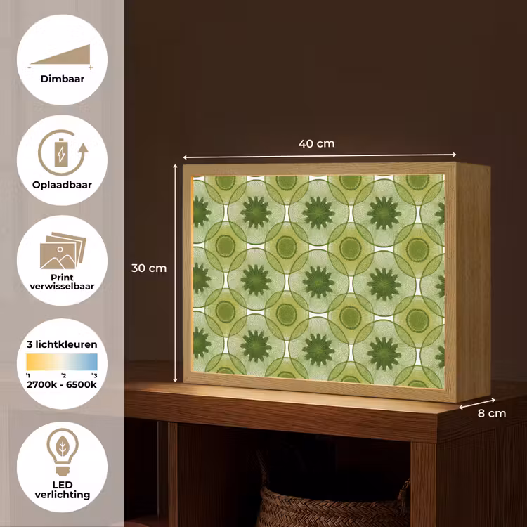 Cirkels - Patroon - Groen Light Box met batterij (Wandlamp) middel 907 -USP_websiteoverzichtNL