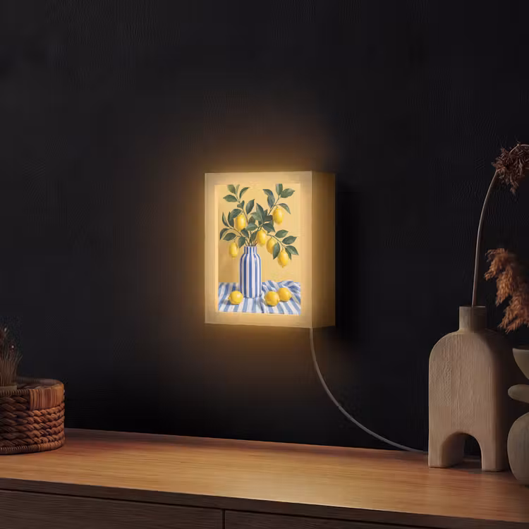 Lightbox - Wandlamp - Citroen - Stilleven - Modern - Citroen - Stilleven - Modern Light Box met kabel (Wandlamp) klein