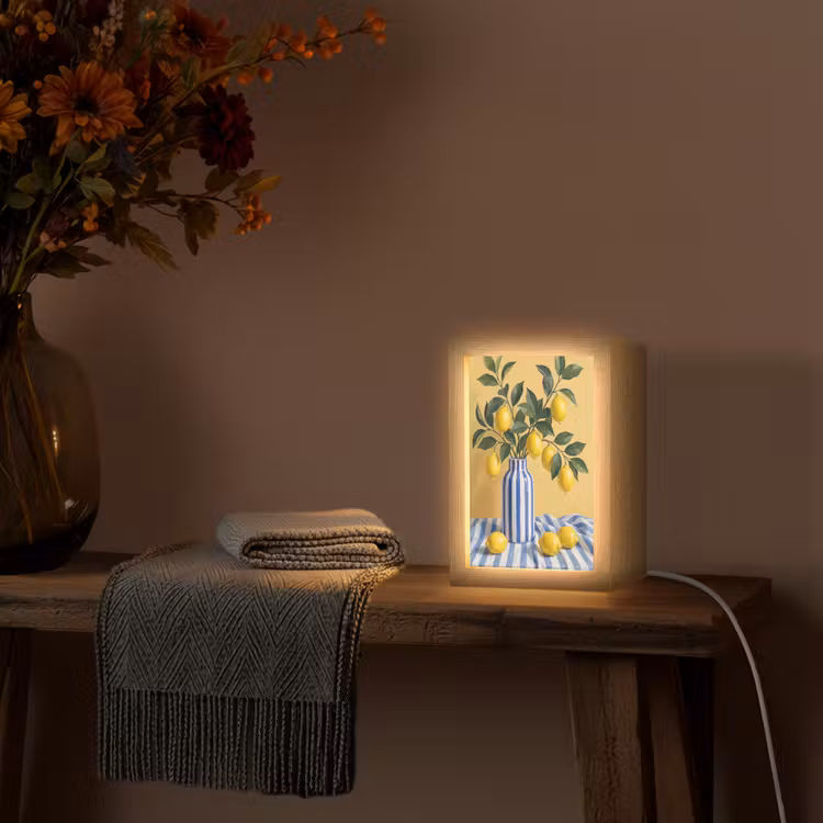 Lightbox - Wandlamp - Citroen - Stilleven - Modern - Citroen - Stilleven - Modern Light Box met kabel (Wandlamp) klein
