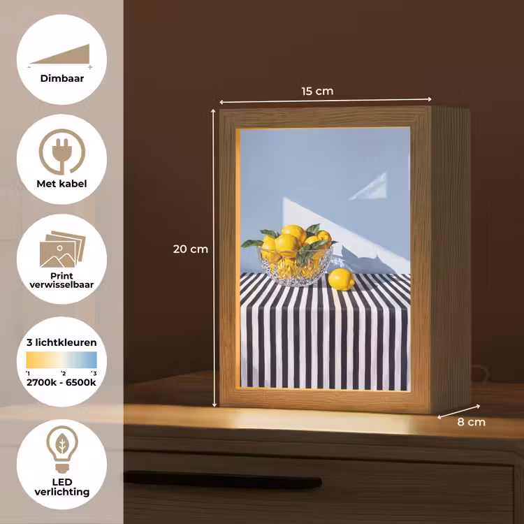 Lightbox - Wandlamp - Citroenen - Fruit - Geel - Citroenen - Fruit - Geel Light Box met kabel (Wandlamp) klein