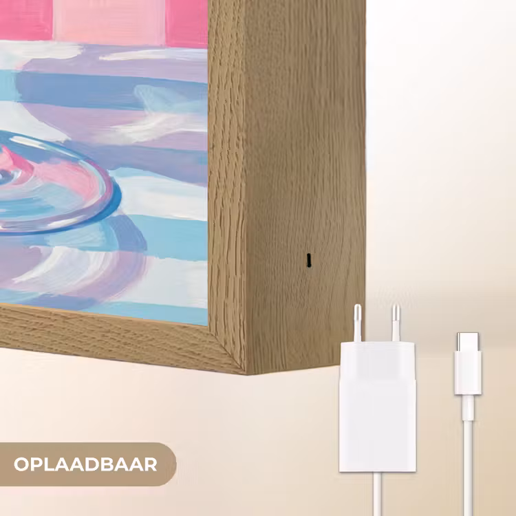Cocktail - Olijven - Kunst - Modern - Roze Light Box met batterij (Wandlamp) middel -USP_websiteoplaadbaarNL
