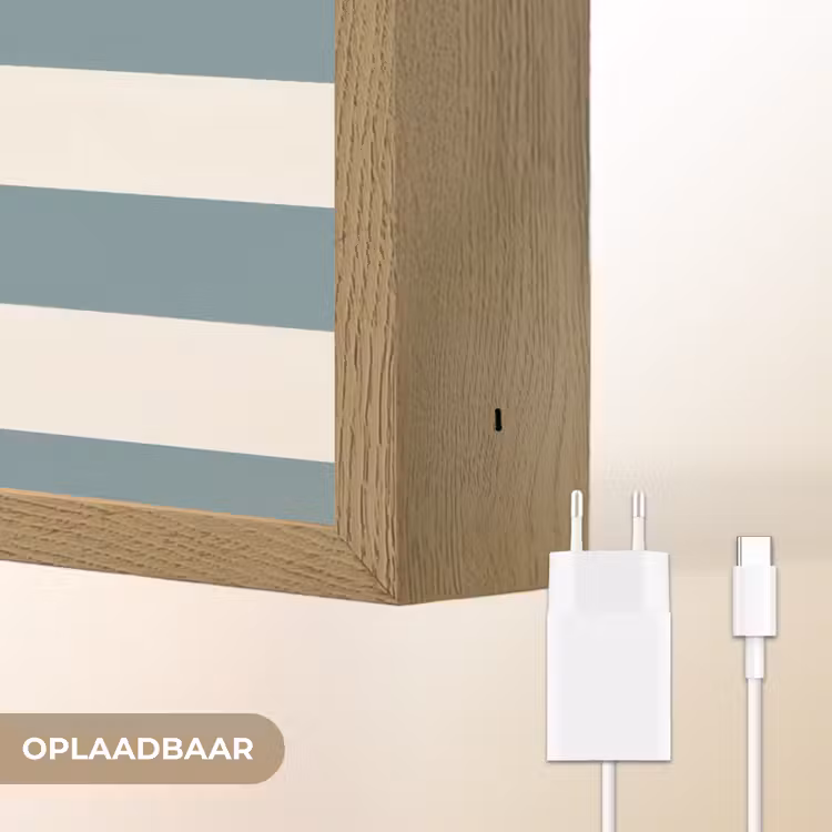Cocktails - Strepen - Blauw - Koraal Light Box met batterij (Wandlamp) middel -USP_websiteoplaadbaarNL