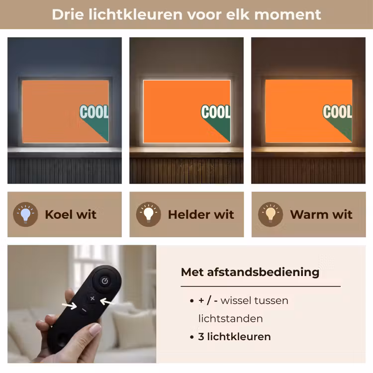 Cool - Oranje - Groen Light Box met batterij (Wandlamp) middel -USP_lichtkleurNL